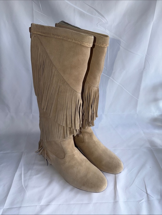 Sbicca Shoes - Sbicca Tan Suede Fringe Knee-High Boots
